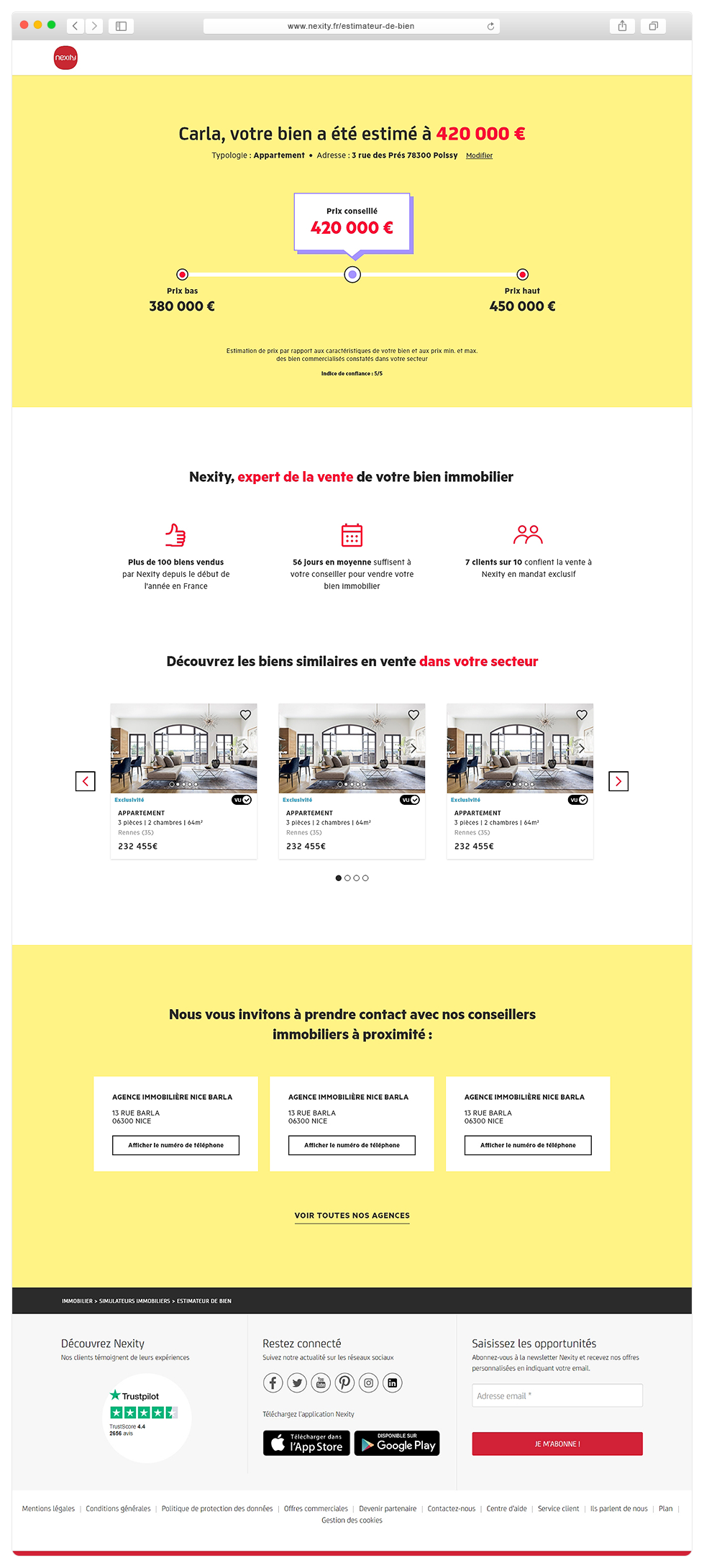 Page resultat estimateur